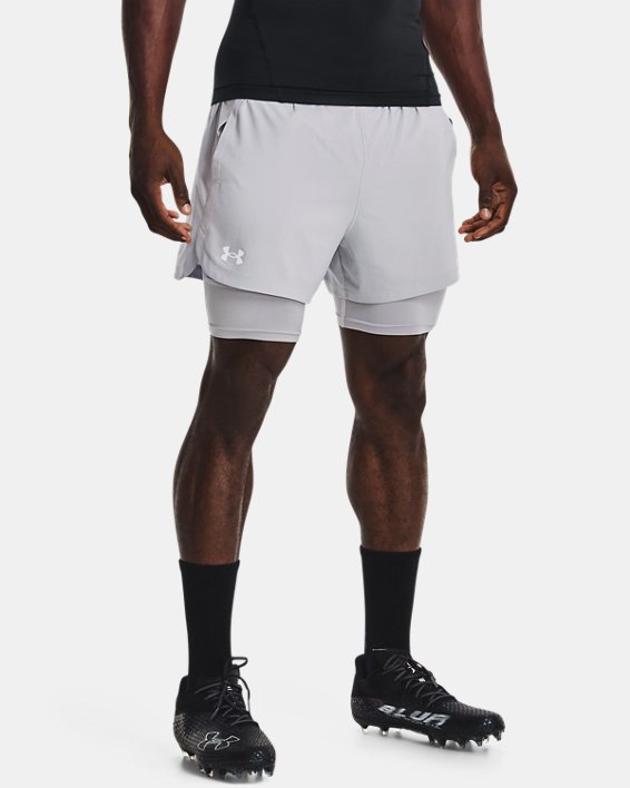 Men's UA Football 2-in-1 Shorts, Gray, pdpMainDesktop image number 0